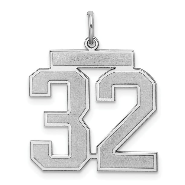 8mm x 20mm Solid 925 Sterling Silver Small Polished Number 32 8mm x 20mm Solid 925 Sterling Silver Small Polished Number 32